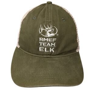 RMEF Team Elk Snapback Trucker Hat Green One Size Embroidered Mesh Back 6 Panel